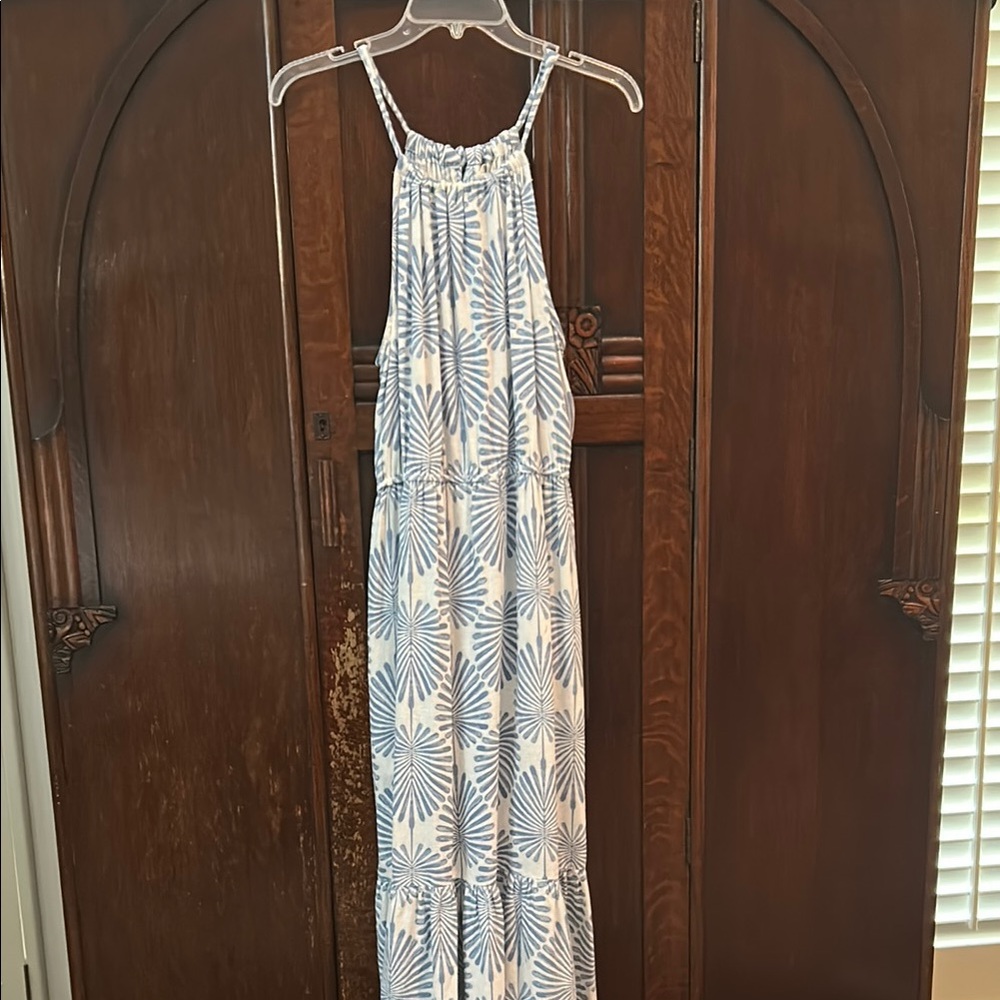 Joie Blue and White Halter Maxi Sundress